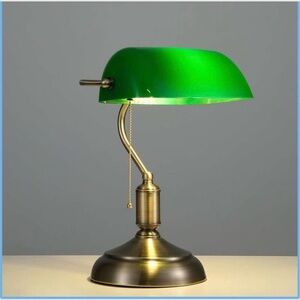 Bankers Lamp Green Desk Lamp with Green Plastic Lampshade